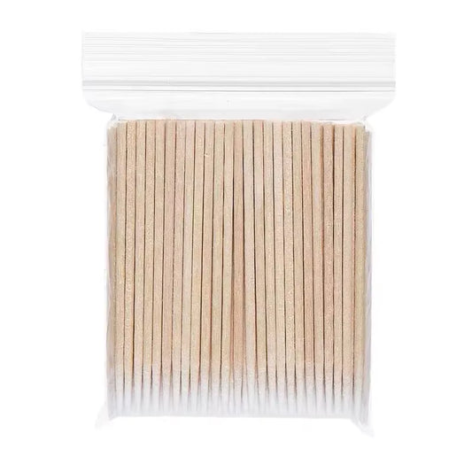 100-Piece Wooden Cotton Swabs for Nail Care and Art Application