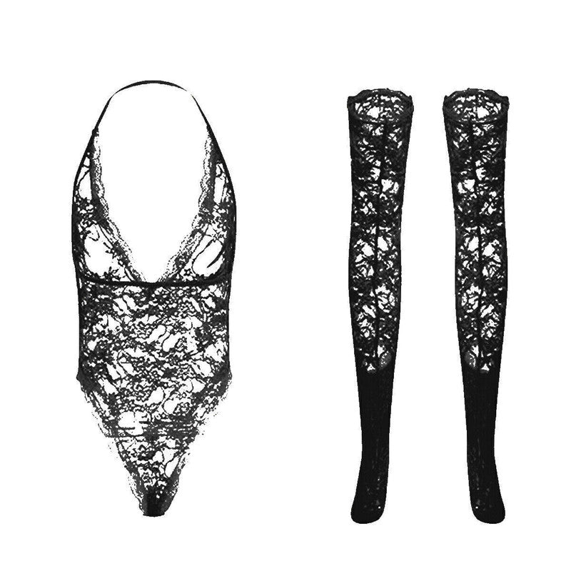 Plus Size Women's Lace Babydoll Lingerie Nightwear Bodysuit Dress