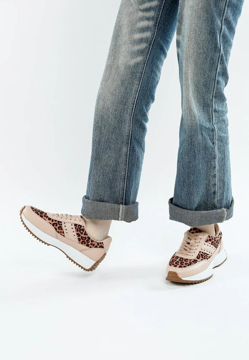 Lepark Real Leather Leopard Print Sneakers
